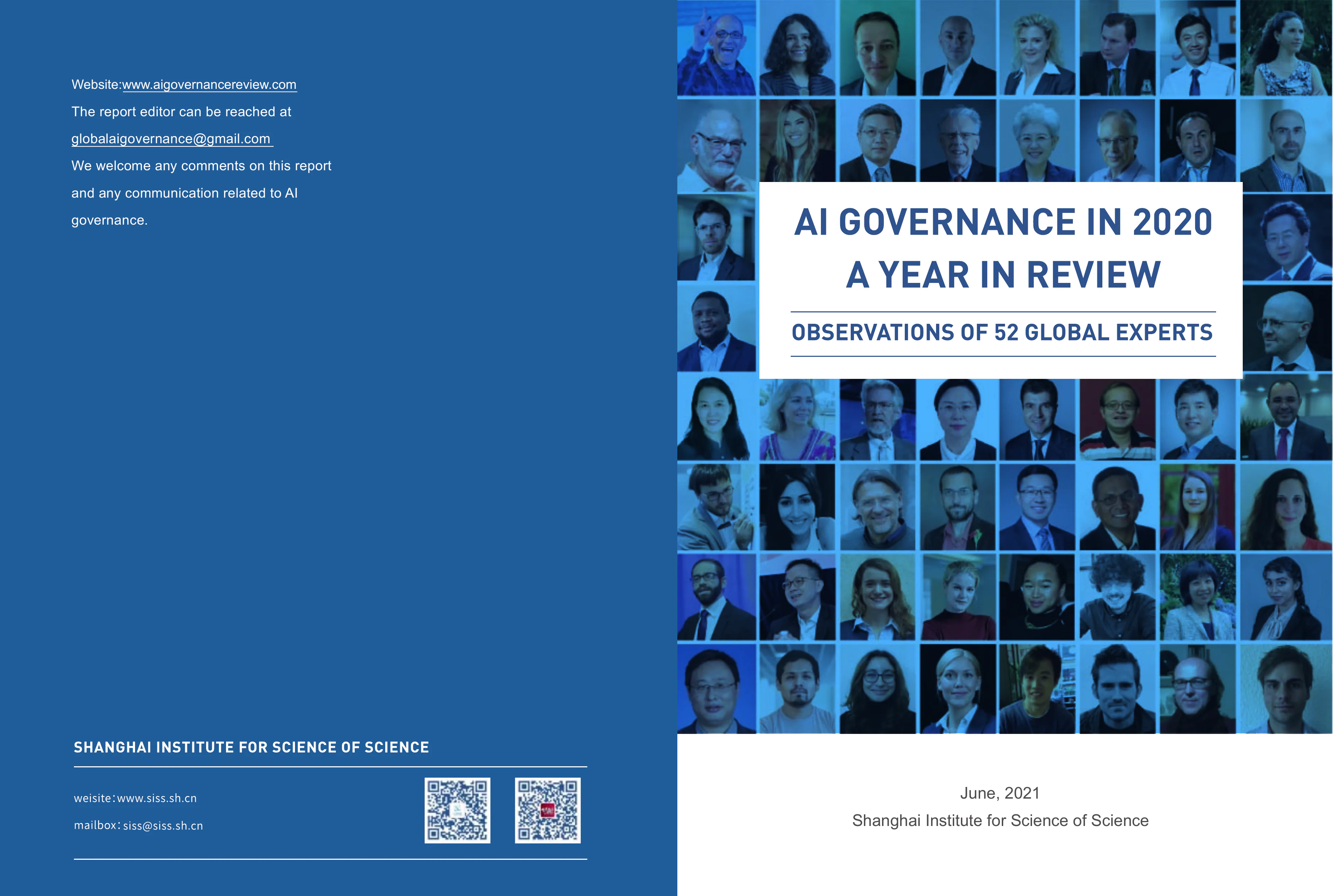 Cover of AI Governance in 2020: A Year in Review, with a mosaic of global expert portraits including Dr. Omar Costilla Reyes.