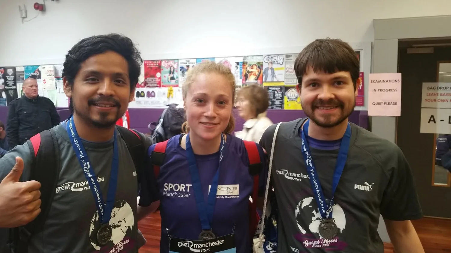 Runners celebrating after the Great Manchester 10K in 2016.