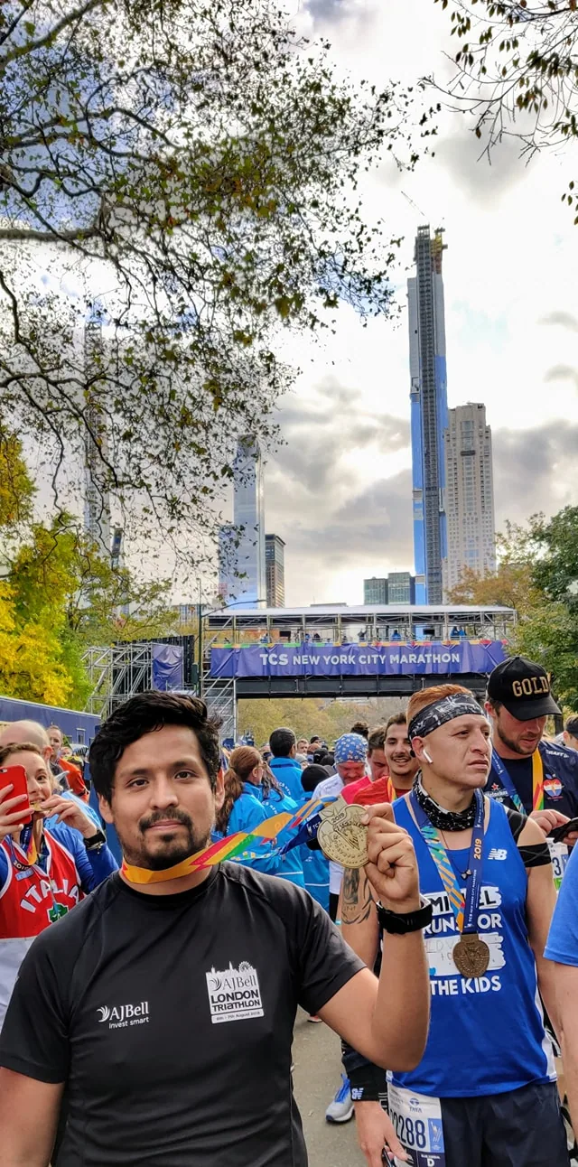 At the finish area of the New York City Marathon in 2019.